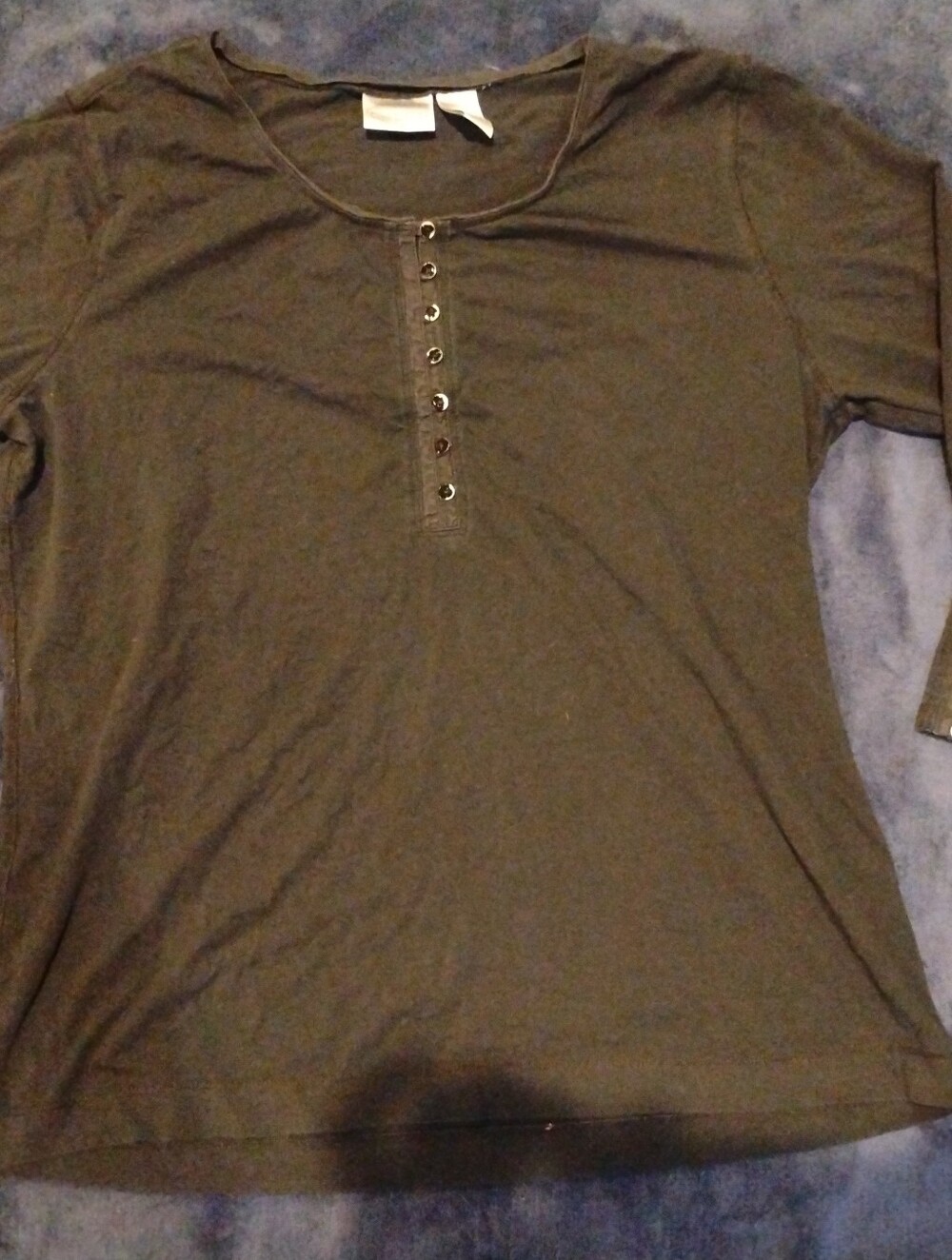 Chico’s Black Pima Cotton 3/4 Sleeve Henley - 2